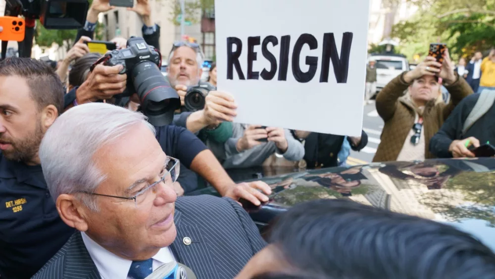 New Jersey Sen. Bob Menendez and his wife Nadine Arslanian leave Federal court in New York on September 27^ 2023 after pleading not guilty on bribery charges