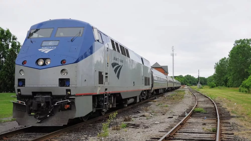 AMTRAK Passenger train Toronto - New York stands at Niagara Falls station on June 29^ 2011 in Niagara Falls^ Canada.