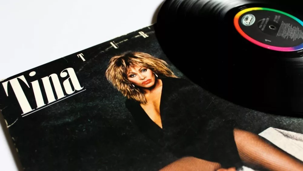 Tina Turner music album on vinyl record LP disc. Titled: Private Dancer album cover