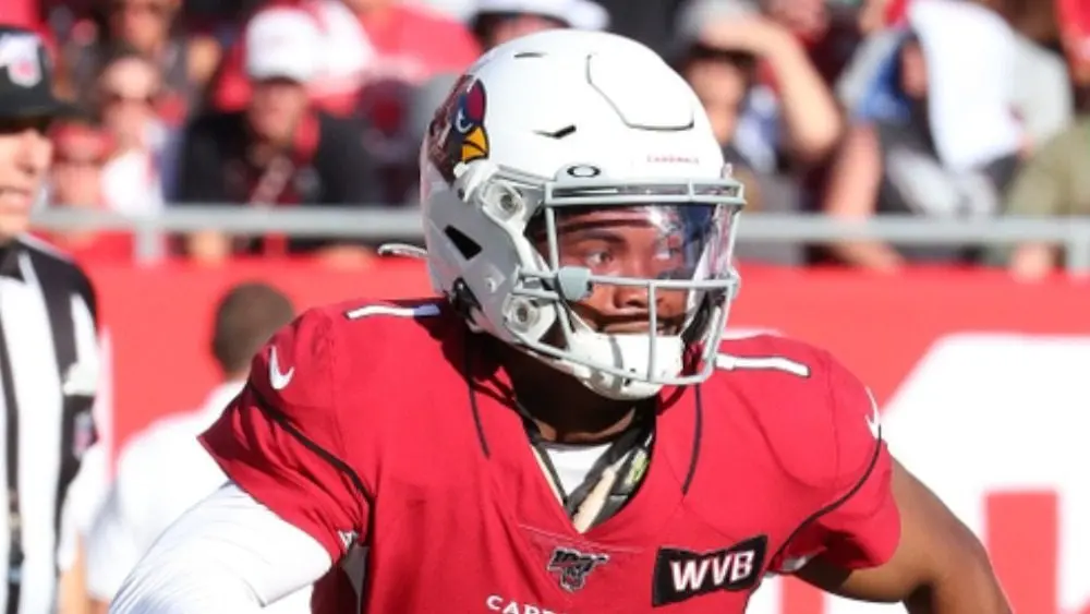 Arizona Cardinals quarterback and first overall draft pick Kyler Murray (1) rolls out of the pocket during an NFL game. Nov 10^ 2019; Tampa^ FL USA