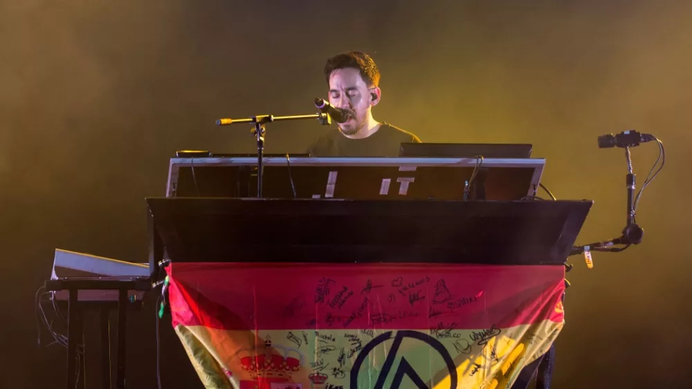 Mike Shinoda^ singer of Linkin Park at Download (heavy metal music festival) on June 22^ 2017 in Madrid^ Spain.