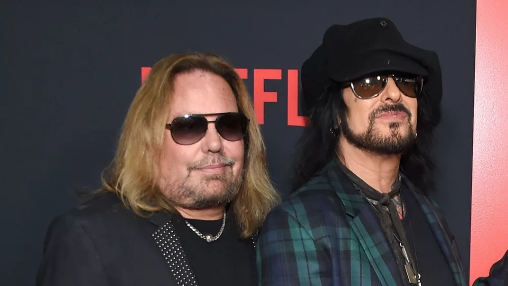 Motley Crue's Vince Neil^ Nikki Sixx at the Netflix 'The Dirt' Premiere on March 18^ 2019 in Hollywood^ CA