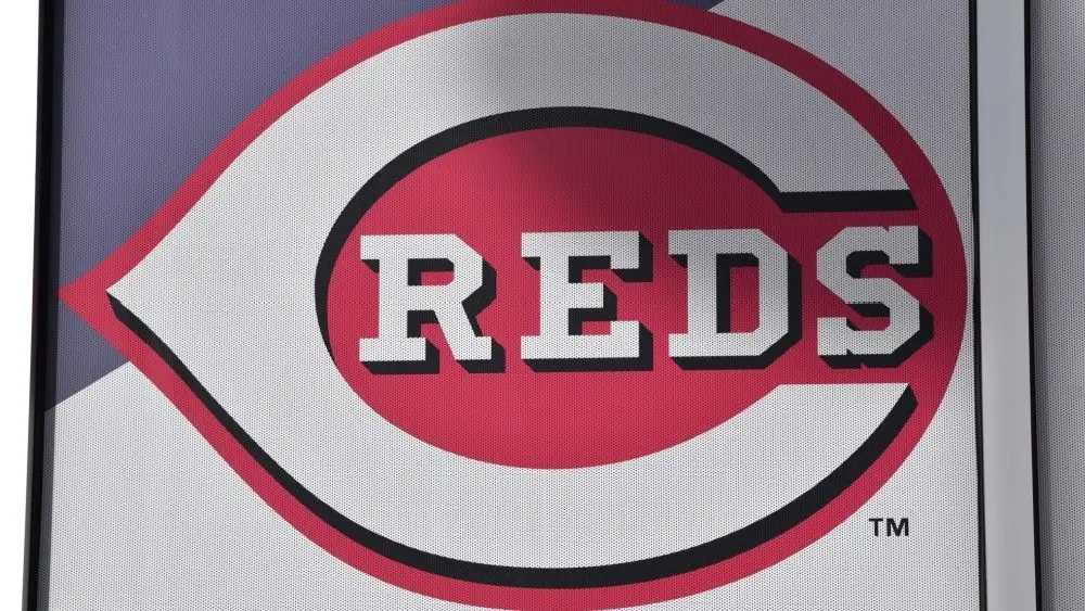 Cincinnati Reds logo on window at Goodyear Ballpark Goodyear Arizona 1-13-2021