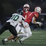 fb-khs-gv-christ104-25-10-24: Kuemper Catholic wins 35-0 over Grand View Christian in a Class 2A first-round playoff game held Friday, Oct. 24, 2025, at Carroll Athletic Field.