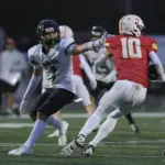 fb-khs-gv-christ107-25-10-24: Kuemper Catholic wins 35-0 over Grand View Christian in a Class 2A first-round playoff game held Friday, Oct. 24, 2025, at Carroll Athletic Field.