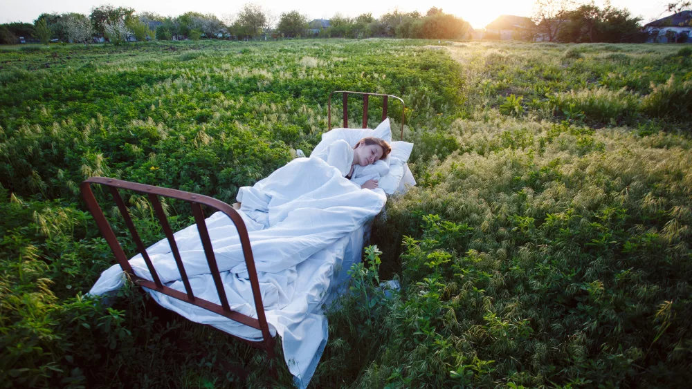 bed-in-a-green-field