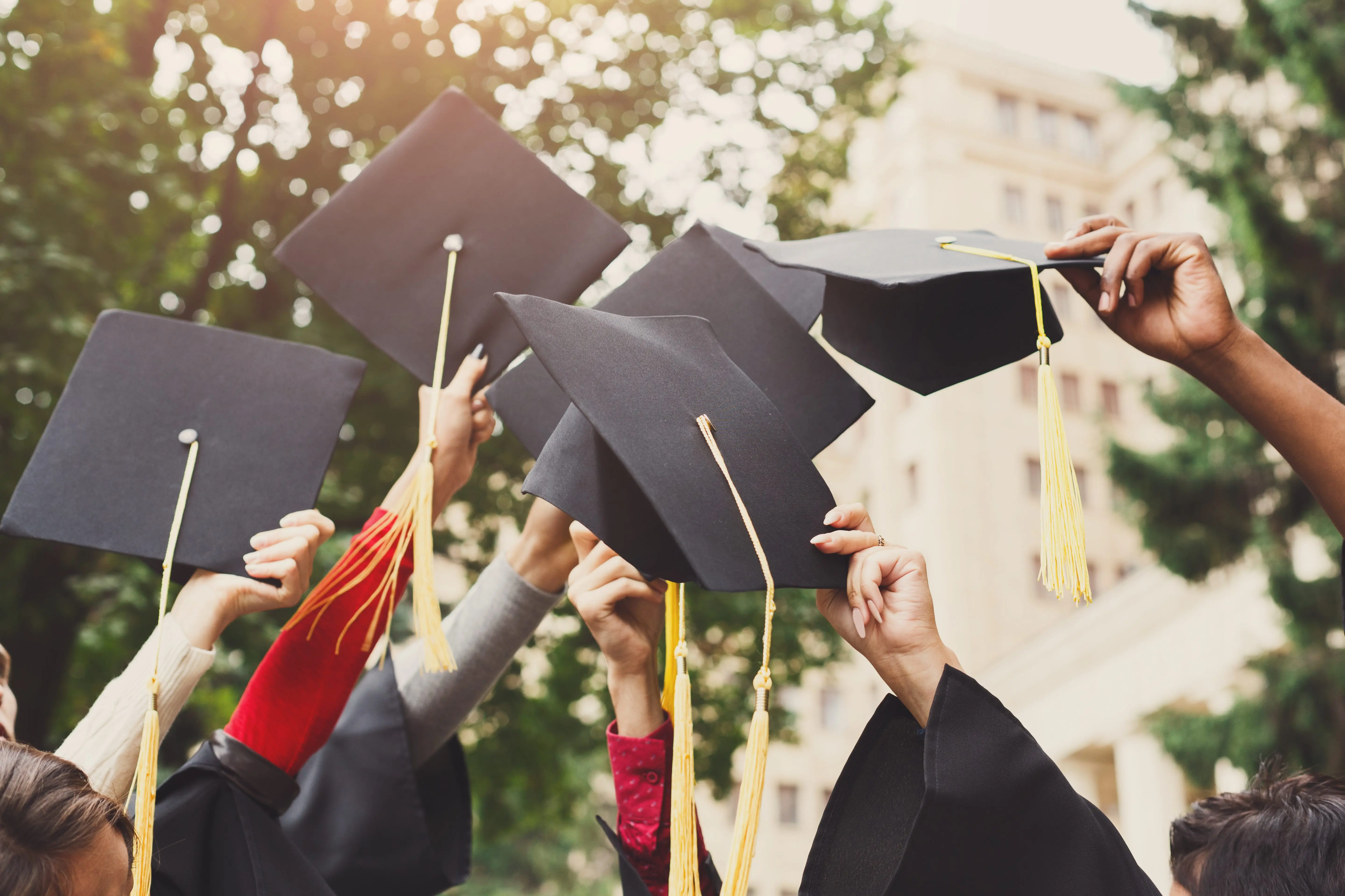 a-group-of-graduates-throwing-graduation-caps-in-the-air