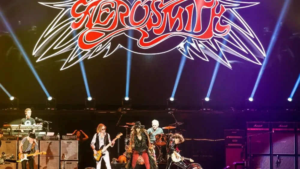 American rock band Aerosmith performs at Olimpiysky on May 24^ 2014 in Moscow MOSCOW^ RUSSIA - MAY 24^ 2014