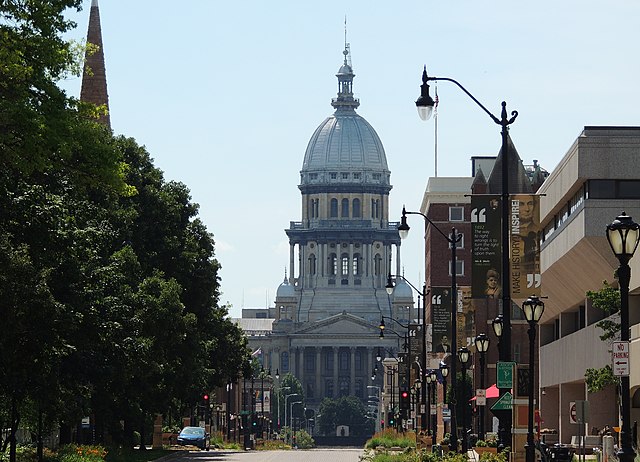 The Illinois State Capitol from a distance. Credit: Asher Heimermann