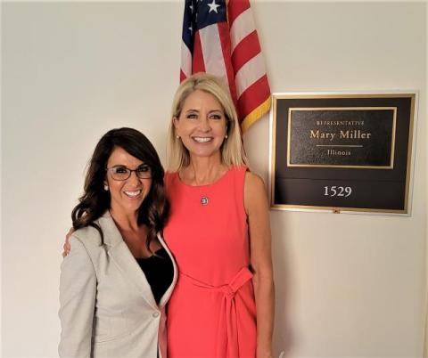 Mary Miller (R) of Illinois standing with Lauren Boebert (R) of Colorado in 2021 Credit: Mary Miller House.gov page