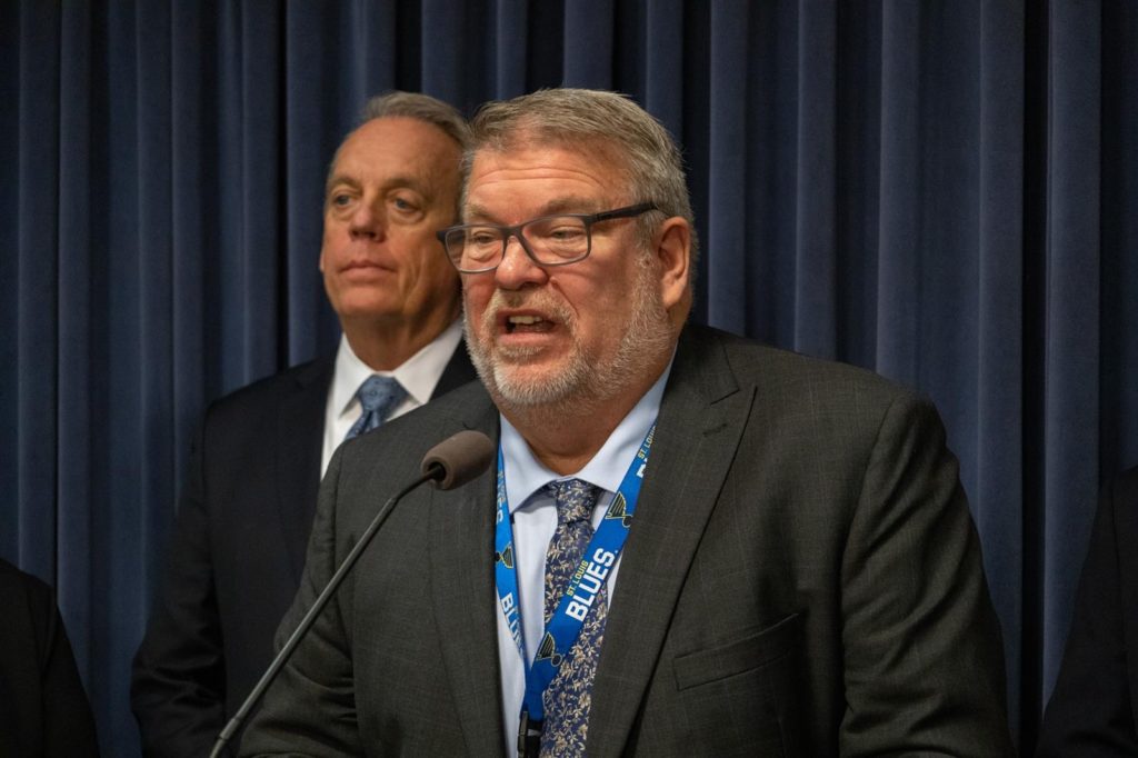 Rep. Charlie Meier, R-Okawville, speaks at a news conference with his Republican colleagues to call for operational changes at Choate Mental Health and Developmental Center in Anna in response to an investigative series by Lee Enterprises Midwest, Capitol News Illinois and ProPublica. (Capitol News Illinois photo by Andrew Adams)