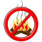 isolatedlogcampfirewithburningflamesandsmoketrailsinside