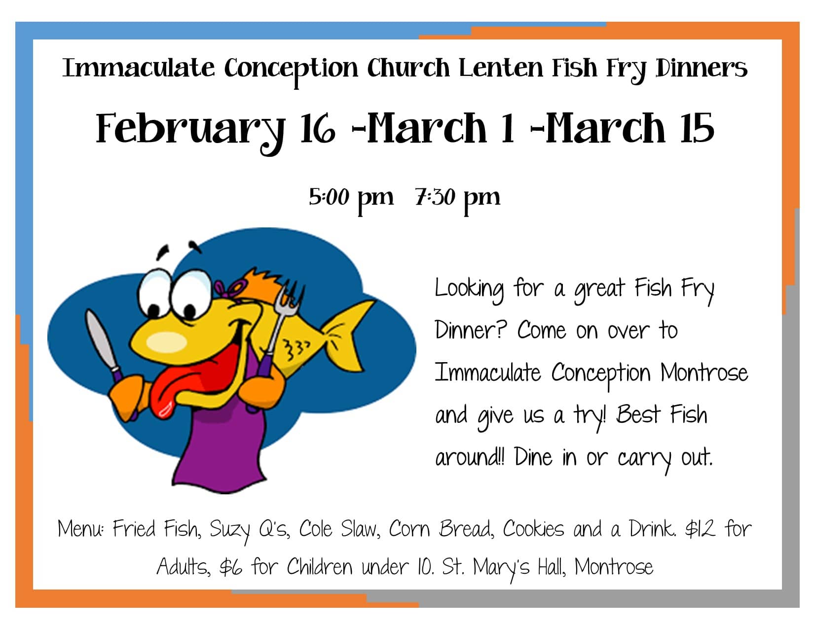 Lenten Fish Fry Dinners