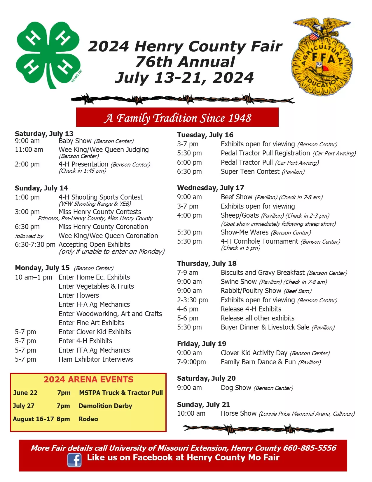 Henry County Fair Schedule to Clinton, Missouri