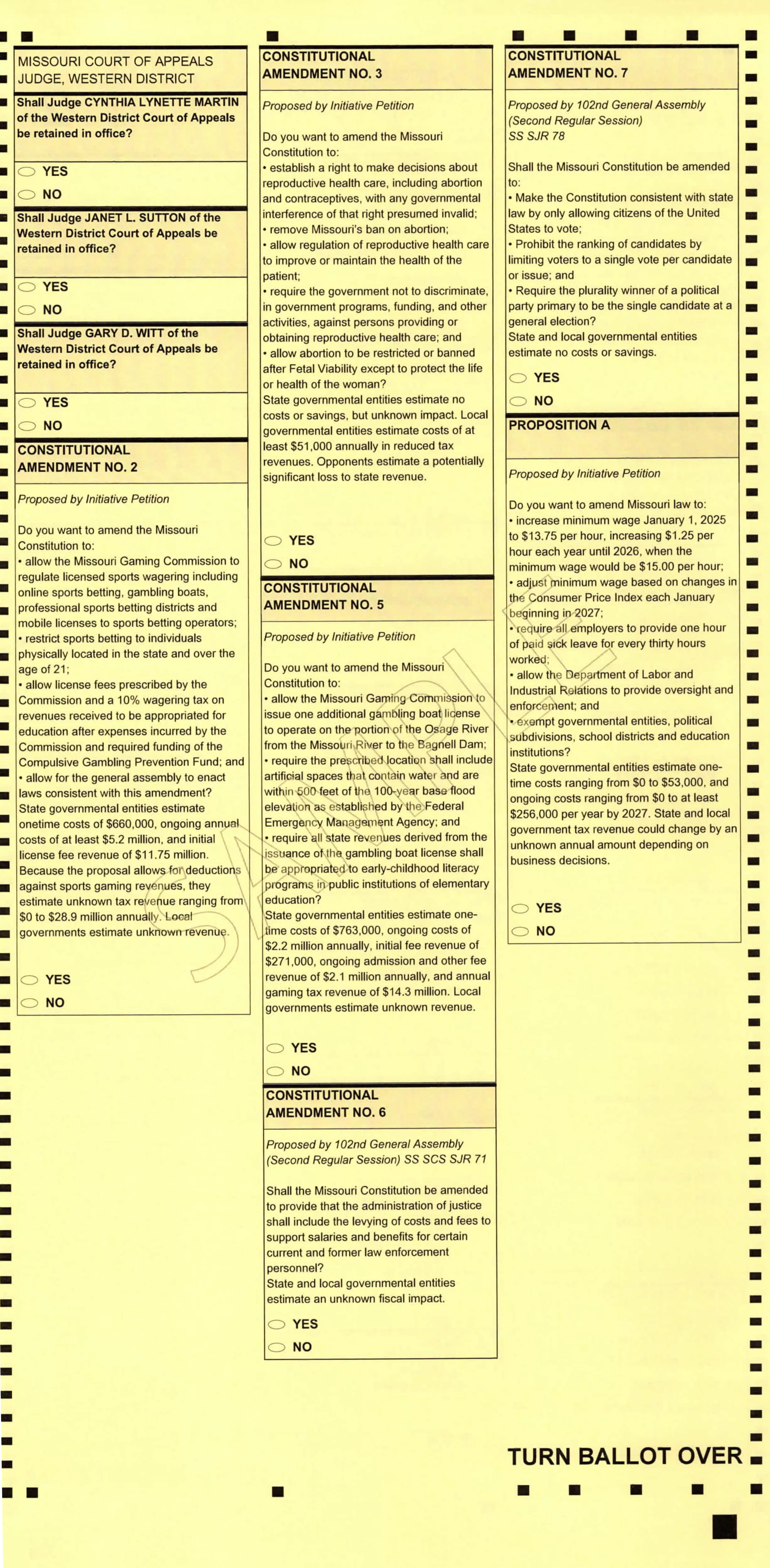 Nov. 5th General Election Sample Ballot for Henry County