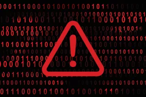 alertwarningsignwithdigitalbinarycodeinthebackground