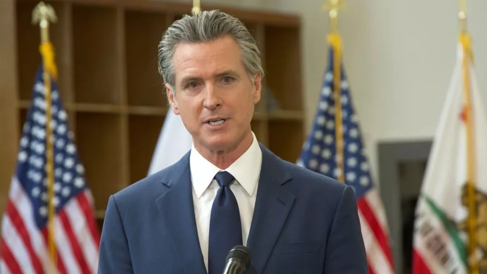 CA Governor Gavin Newsom speaking at a press conference Turlock^ CA - Jan 6^ 2025