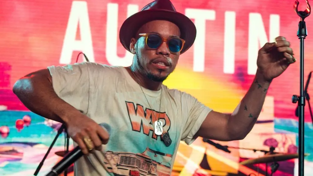 Signer^ songwriter^ and rapper Anderson Paak performs at a concert during SXSW 2016 in Austin^ Texas. AUSTIN - MARCH 2016