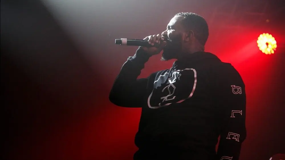 Rapper The Game in concert performing on stage of nightclub. MOSCOW - 18 DECEMBER^2016