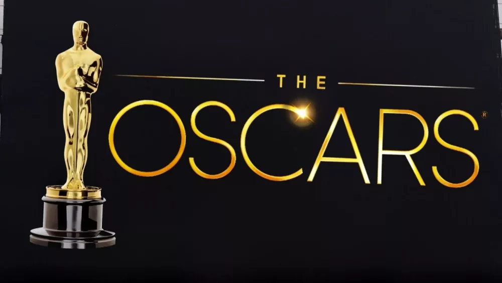 The words "Oscars"on a black LED billboard advertising. Oscars ceremony held at the Dolby Theatre