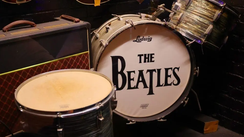 LIVERPOOL UNITED KINGDOM 06 07 2023: The Beatles drum were an English rock band^ formed in Liverpool in 1960^ that comprised John Lennon^ Paul McCartney^ George Harrison and Ringo Starr.