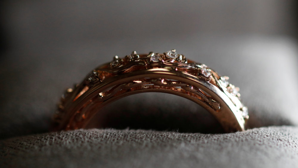 wedding-ring-made-from-welsh-gold-is-seen-on-display-at-clogau-in-bodelwyddan