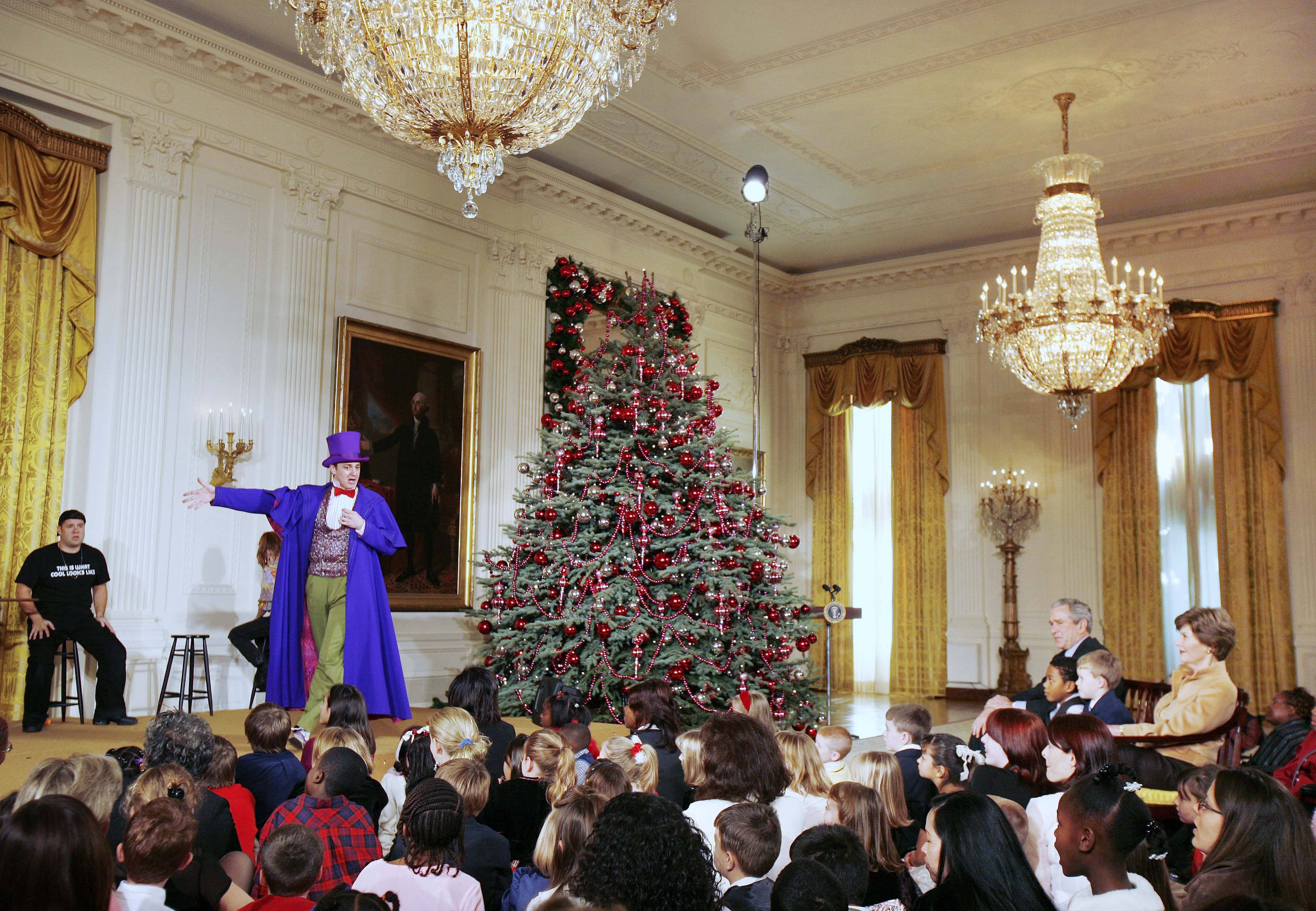 actor-playing-the-character-willy-wonka-performs-at-childrens-holiday-reception-in-the-east-room-of-the-white-house-in-washington