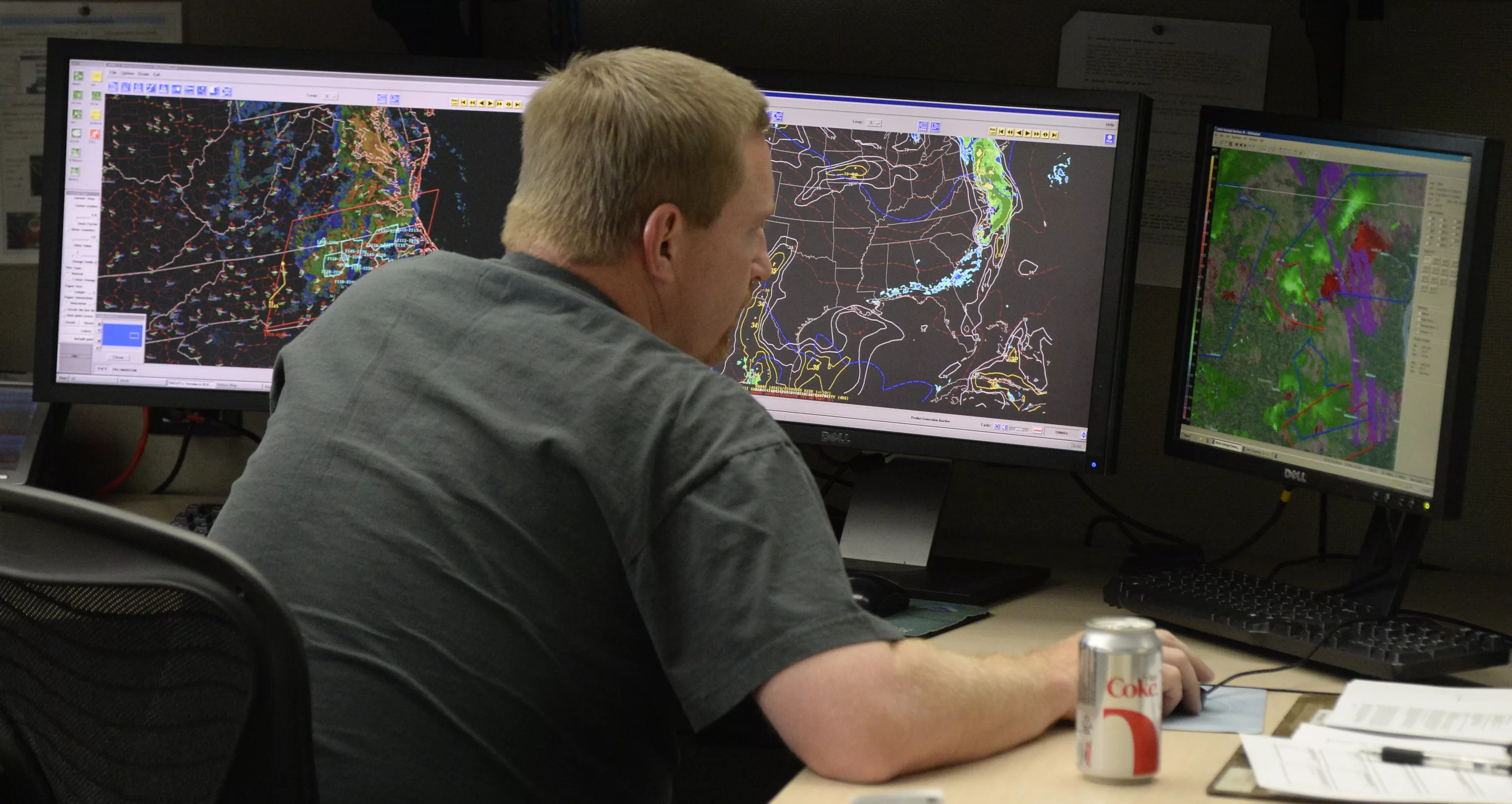 noaa-spc-lead-severe-weather-forecaster-hart-keeps-track-of-the-latest-radar-models-at-the-national-weather-center-in-norman