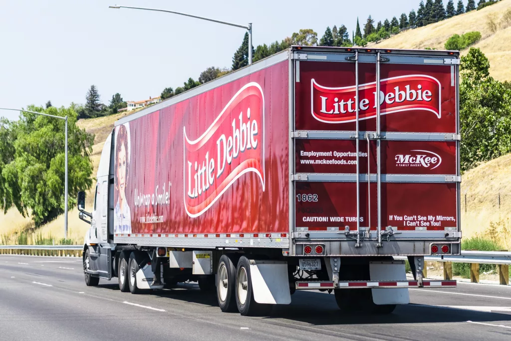 little-debbie-branded-truck-driving-on-the-freeway