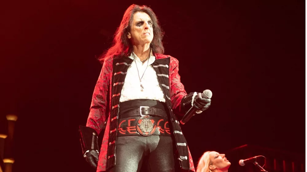 Alice Cooper performs at iThink Financial Amphitheatre in West Palm Beach^ Florida on August 27^ 2023. The performance was part of the Freaks On Parade tour.