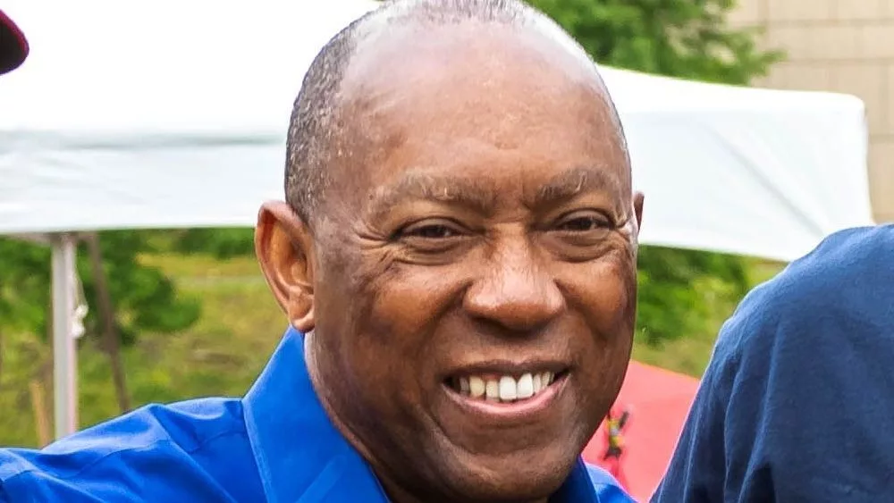 Houston Mayor Sylvester Turner poses for pictures at the Houston Dragon Boat Festival on Buffalo Bayou Houston Texas. Houston^ TX - May 5^ 2018