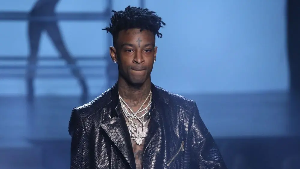 21 Savage walks the runway at the Philipp Plein fashion show during New York Fashion Week: The Shows at Hammerstein Ballroom on September 9^ 2017 in New York City.