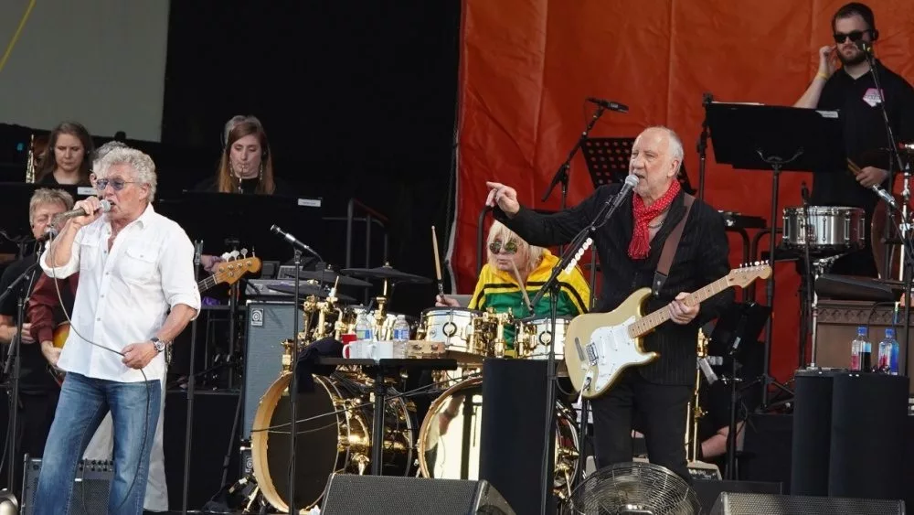 Roger Daltrey and Pete Townshend of The Who performs at the 2022 New Orleans Jazz and Heritage Festival. New Orleans^ Louisiana - April 30^ 2022