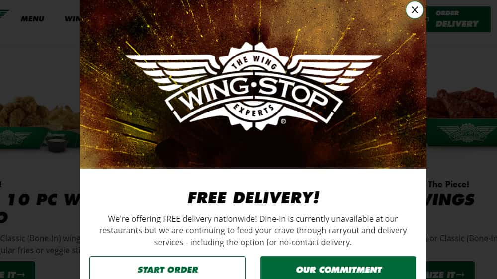 Wingstop is offering free delivery! WJMZ 107.3 JAMZ