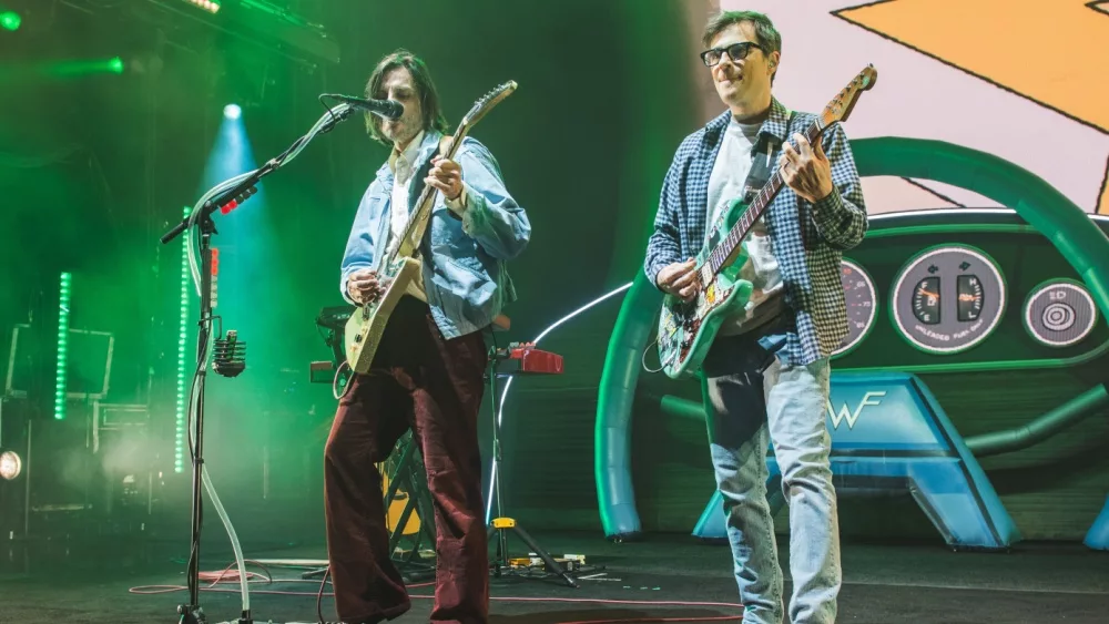 Rivers Cuomo of Weezer preforming at Pine Knob Music Theater. Clarkston^ MI - June 18 2023