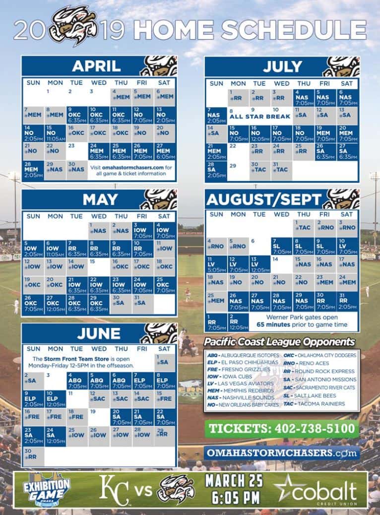2019 Storm Chasers Schedule