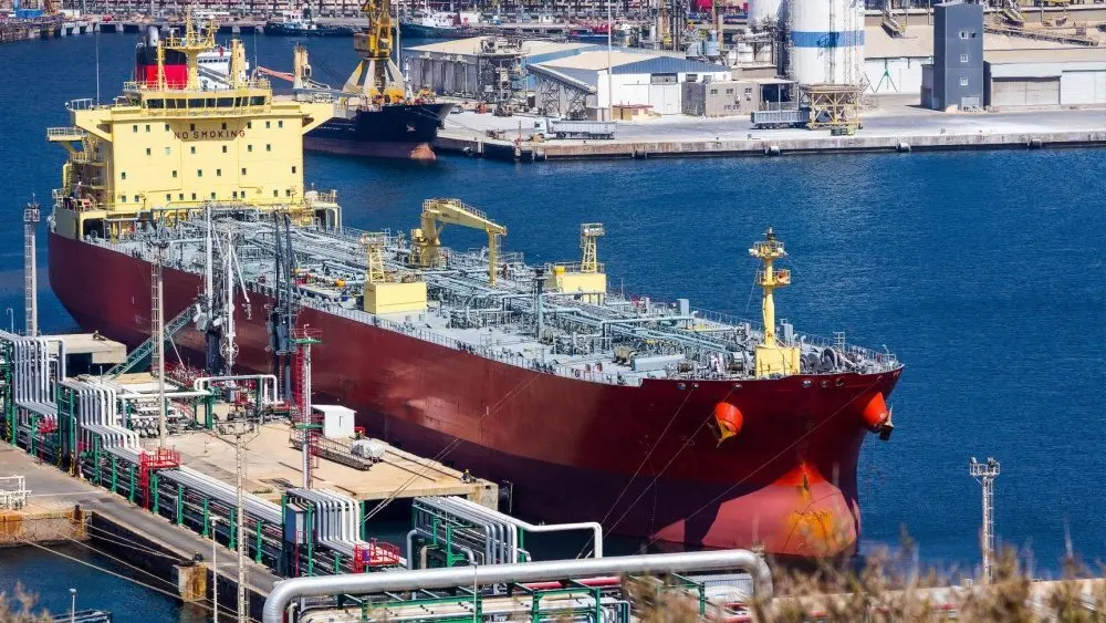 large tankers unloading crude oil