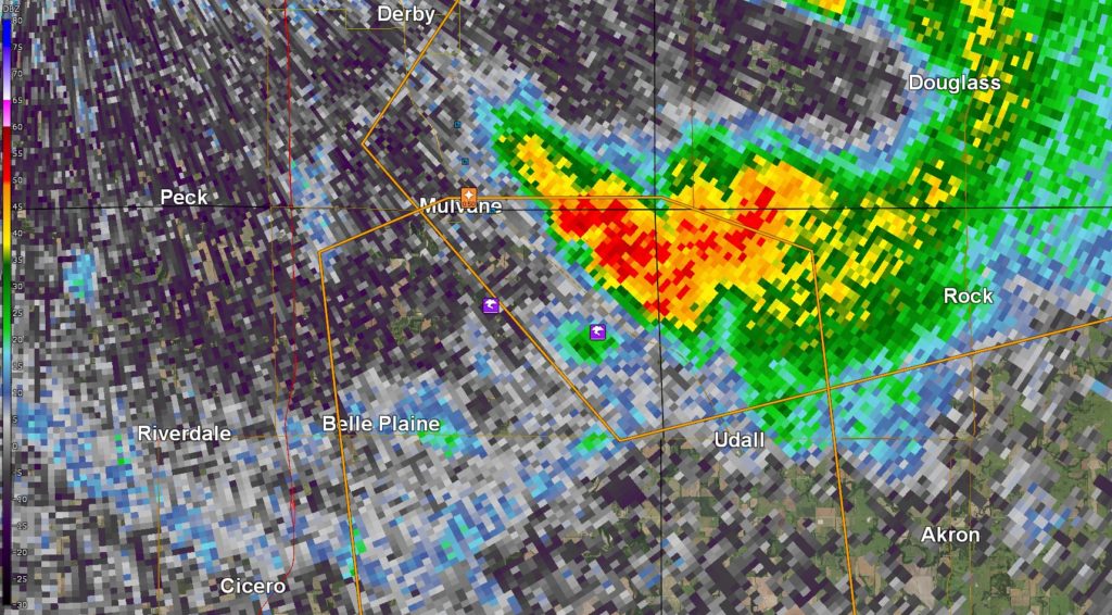 Funnel clouds reported as storms move through south central Kansas