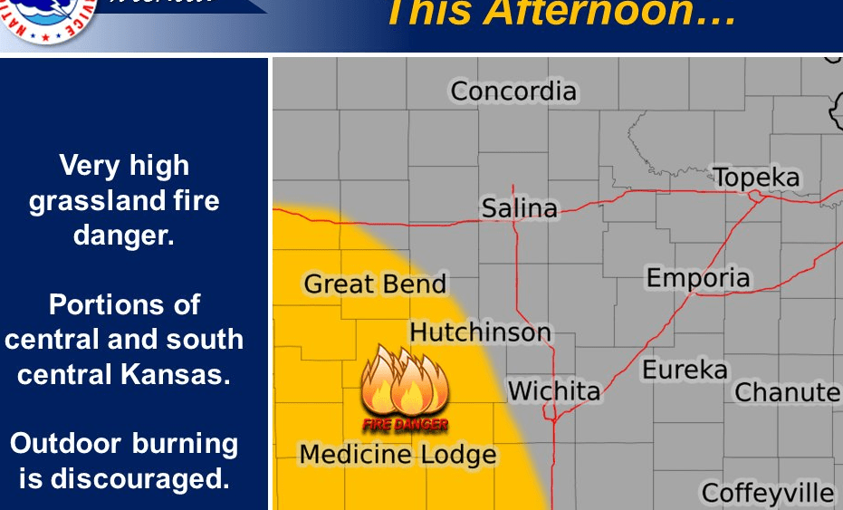 Fire danger high for central and south central Kansas