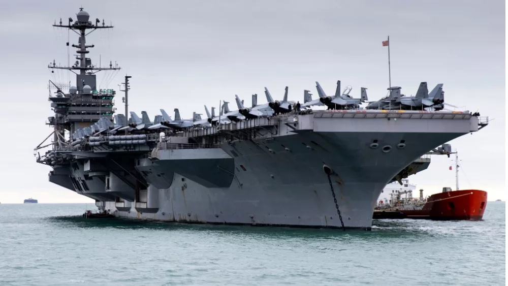 USS Harry S Truman at anchor. Stokes Bay^ Hampshire^ UK October 8 2018