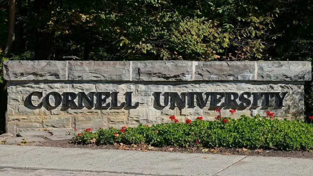 Entrance sign to Cornell University Ithaca^ New York^ USA - October 19^ 2024