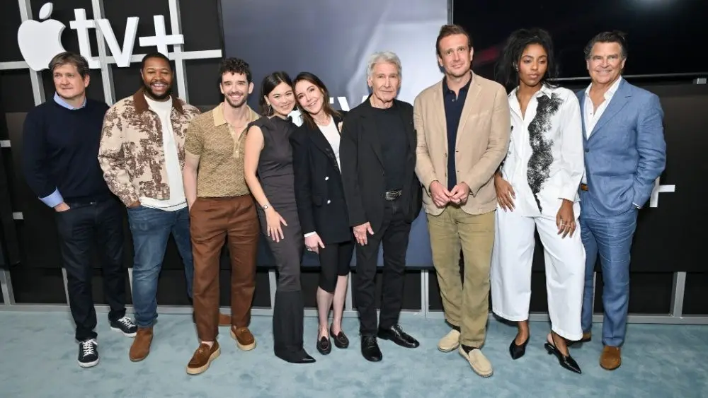 Bill Lawrence^ Luke Tennie^ Michael Urie^ Lukita Maxwell^ Christa Miller^ Harrison Ford^ Jason Segel^ Jessica Williams and Ted McGinley Apple TV+’s ‘Shrinking’ FYC May 18^ 2025