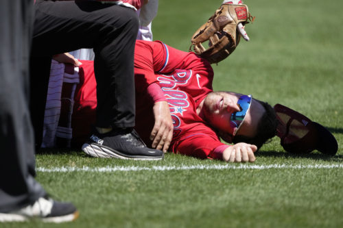 CLEARWATER, FL - MARCH 07: Rhys Hoskins (17) of the Phillies