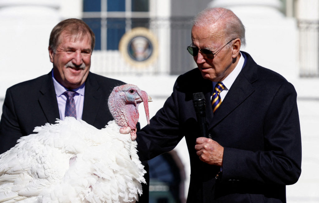 u-s-president-biden-pardons-the-national-thanksgiving-turkeys-in-the-annual-ceremony-at-the-white-house