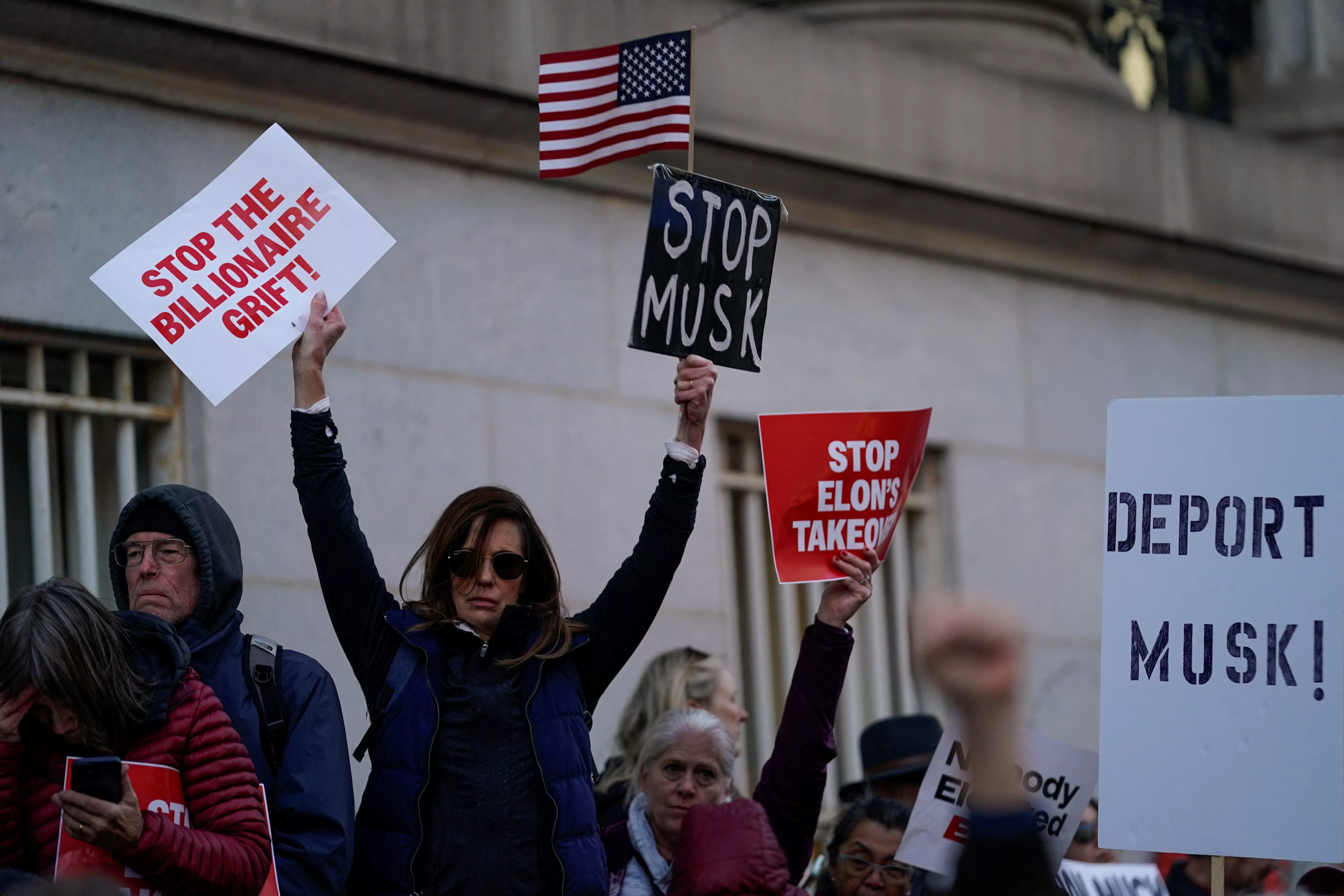 demonstrators-rally-outside-the-treasury-department-after-it-was-reported-billionaire-elon-musk-has-gained-access-to-the-u-s-treasurys-federal-payments-system-in-washington