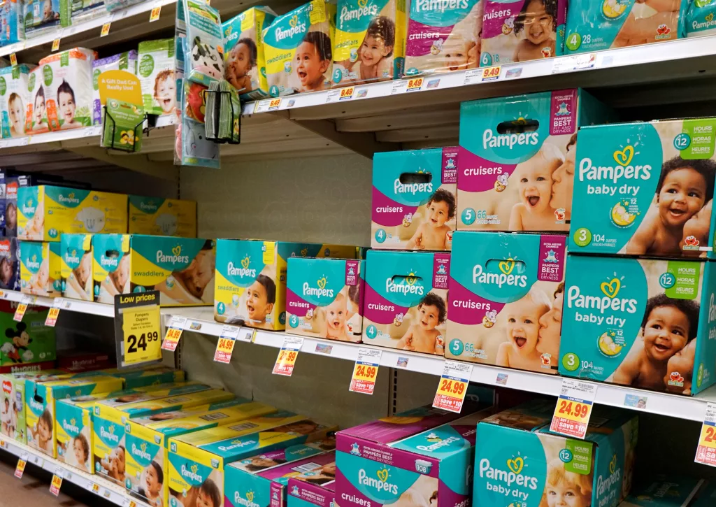 a-display-of-pampers-diapers-are-seen-on-sale-in-denver
