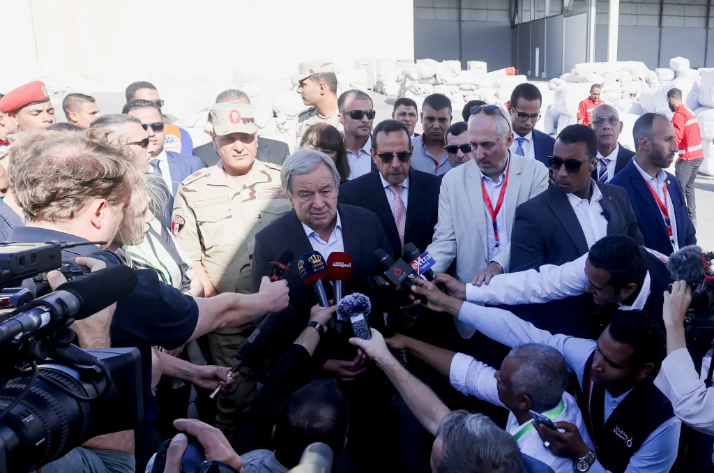 un-secretary-general-antonio-guterres-speaks-to-the-media-after-visiting-the-rafah-border-crossing-between-egypt-and-the-gaza-strip-at-al-arish-airport