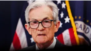 Jerome Powell^ the chair of the US Federal Reserve^ is seen during an interview in Washington^ DC^ United States^ on September 22^ 2025.