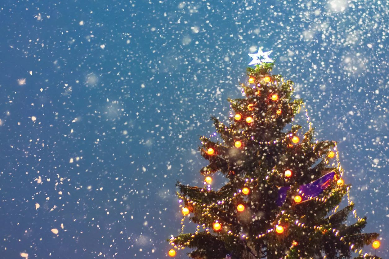 illuminated-christmas-tree-at-night-with-falling-snow-and-copy-space