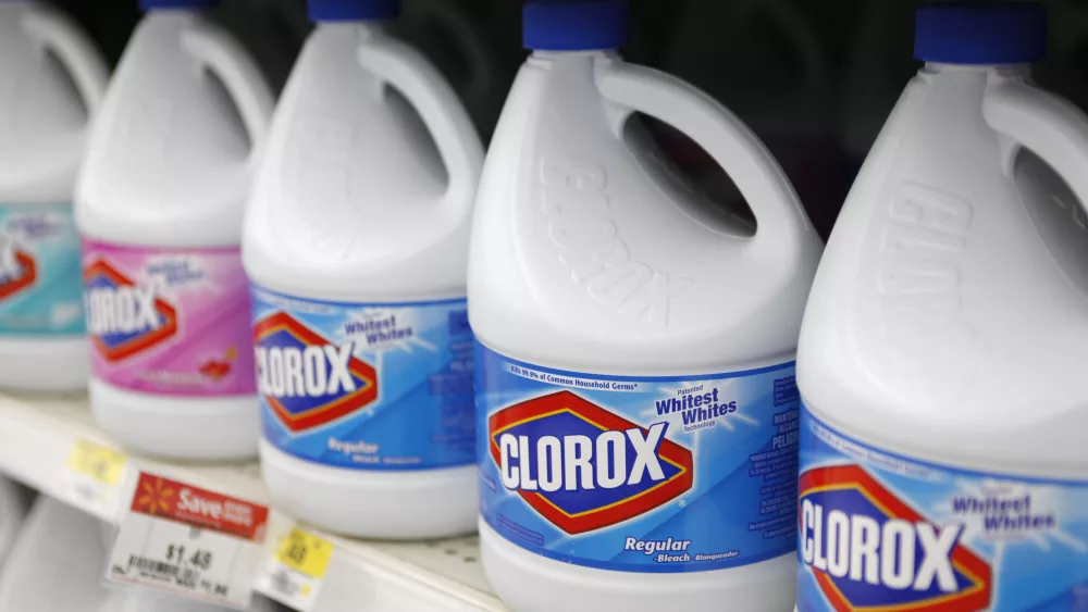 bottles-of-clorox-bleach-are-displayed-for-sale-on-the-shelves-of-a-wal-mart-store-in-rogers